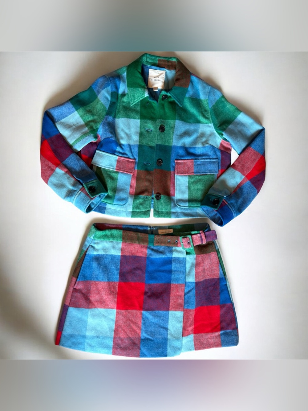 Free Assembly Plaid Coord Set | Cropped Jacket & Mini Skirt Set Size 12/14